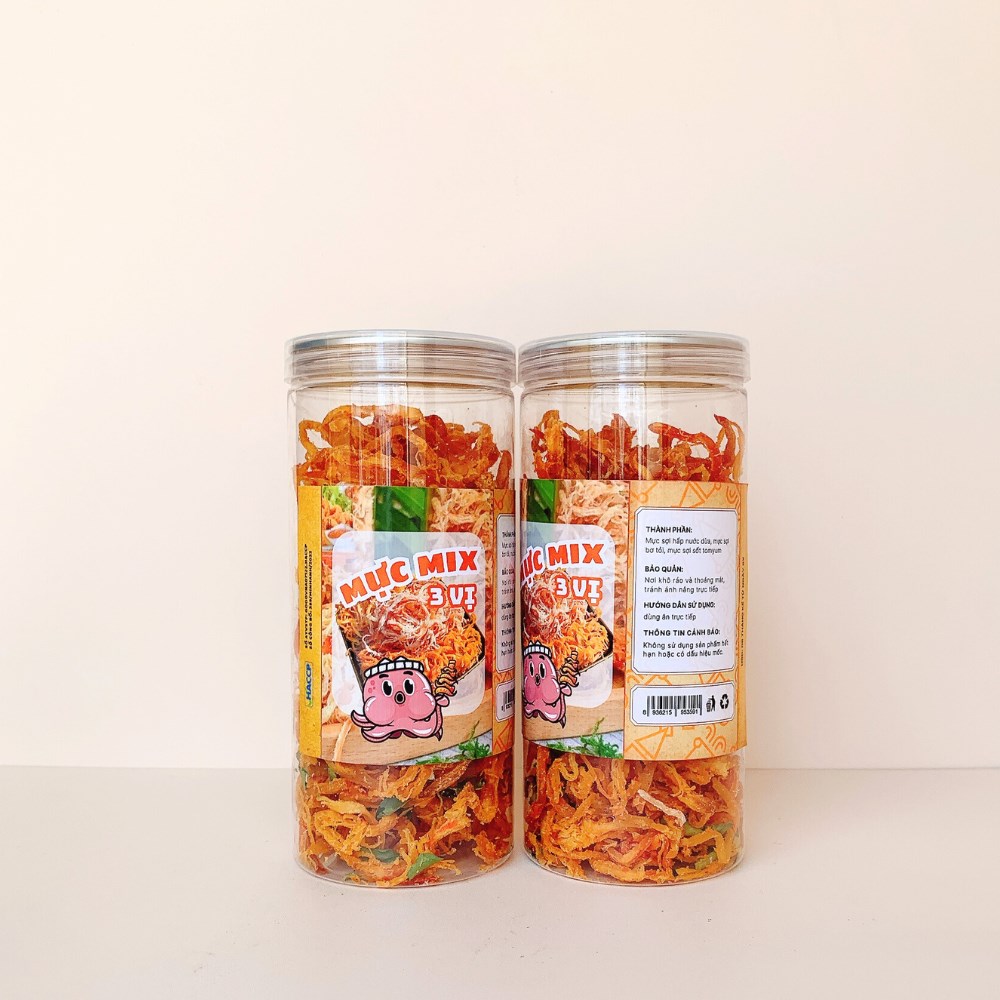 Mực Mix 3 Vị (Tomyum, Bơ Tỏi, Hấp Dừa) Hũ Pet